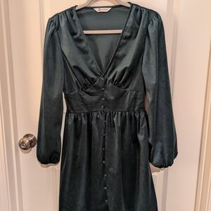 Cupshe Deep Green Long Sleeve Dress